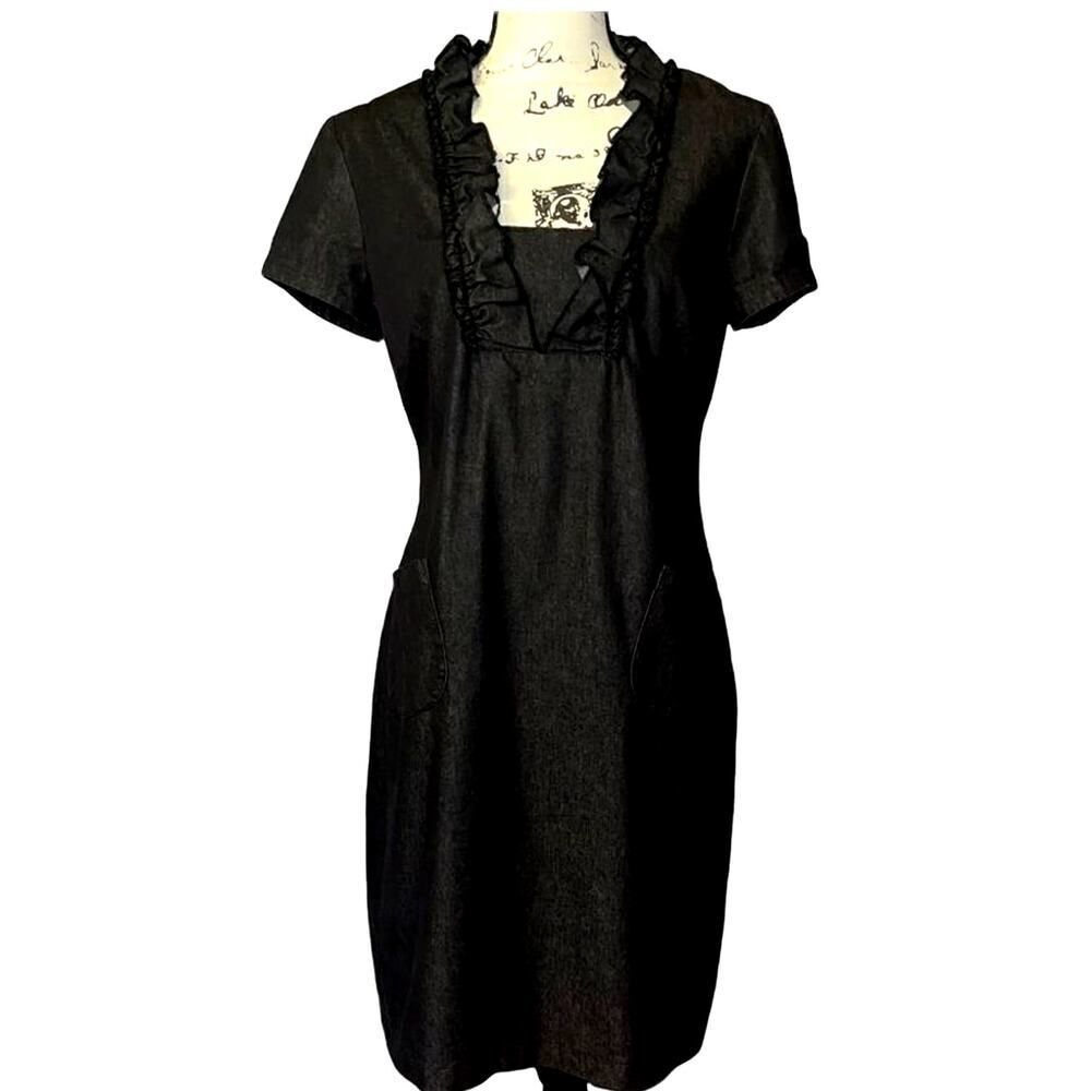 Perceptions black denim ruffle dress 8‎
